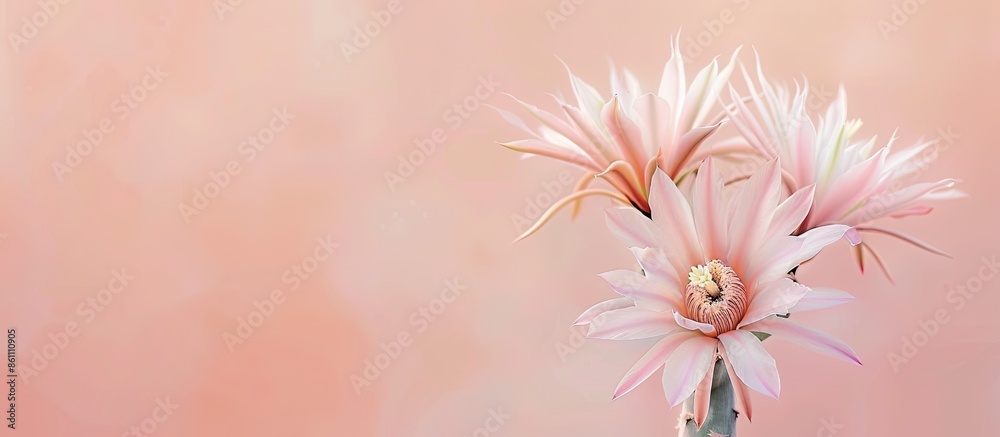 Obraz premium cactus flower pastel background Botanical Cactus Flower. Copy space image. Place for adding text and design