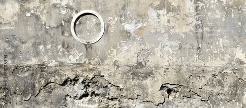White rings sec on an old dirty wall. Copy space image. Place for adding text and design