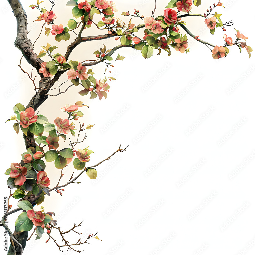 Flower corner on white isolated background Flower corner on white isolated background