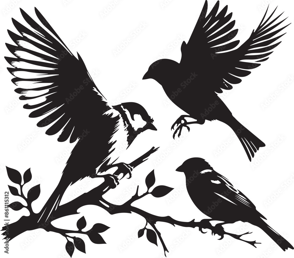 Obraz premium Sparrow design silhouette vector art work EPS file, Generator AI