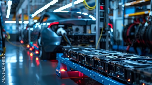 Wallpaper Mural A robotic vehicle transports a stack of batteries through an automobile manufacturing facility. Torontodigital.ca