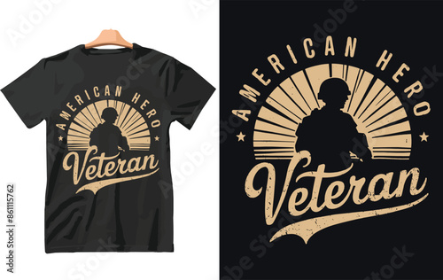 American Hero Veteran t shirt design vector.