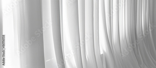 Close-up of a white lamella curtains. Copy space image. Place for adding text and design