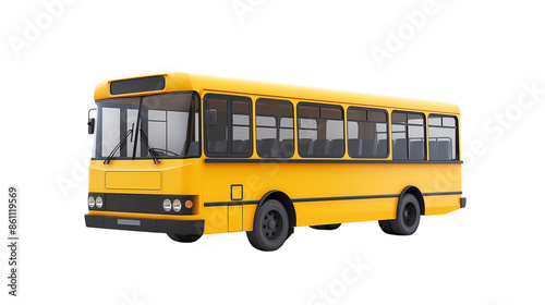 Yellow school bus isolated on white