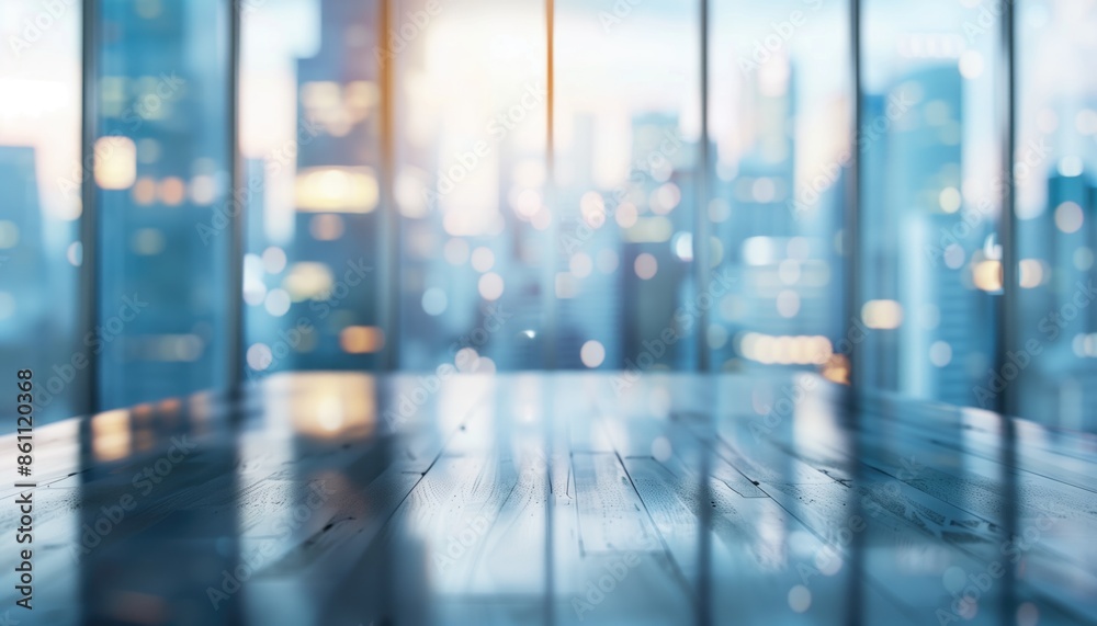 Empty Office with Glass Table and Chairs, City Buildings Background. Professional workspace environment. Empty Office with Glass Table and Chairs, City Buildings Background. Professional workspace environment.