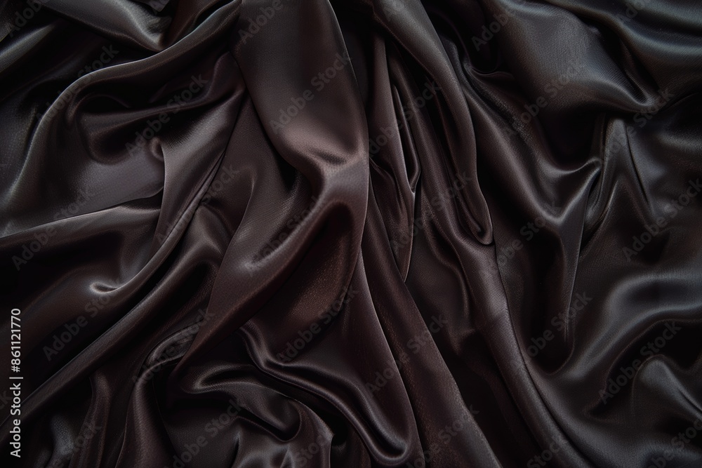 Fototapeta premium Elegant chocolate satin fabric texture for luxurious background