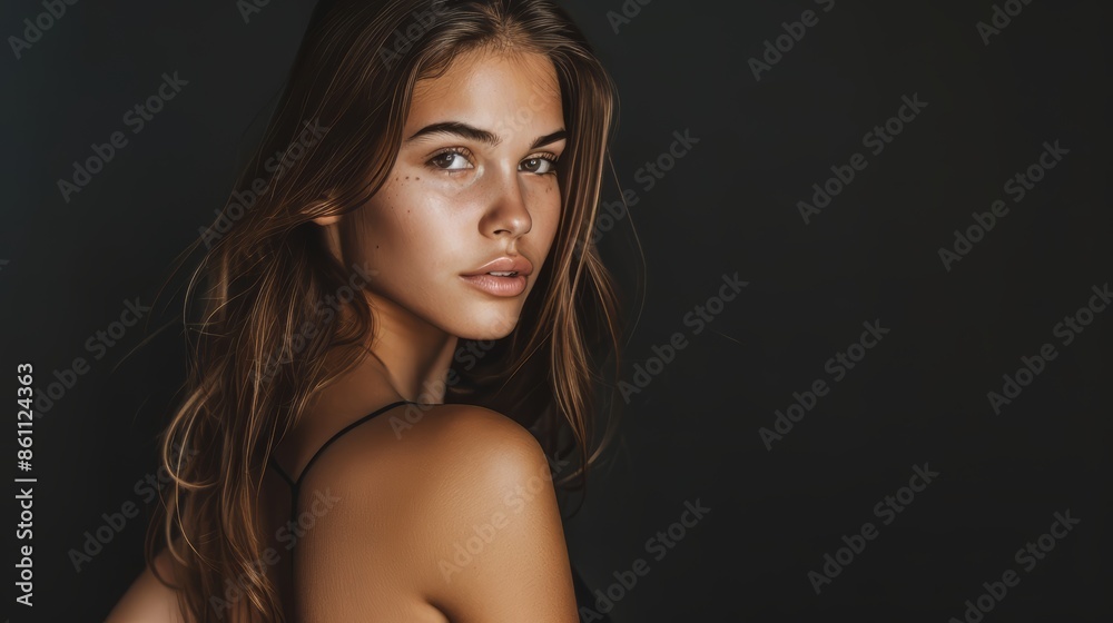 Elegant Woman Posing in Studio for Luxury Fashion Generative AI Elegant Woman Posing in Studio for Luxury Fashion Generative AI