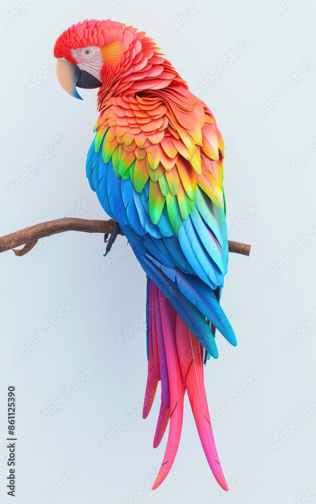 Obraz premium A colorful parrot is perched on a branch