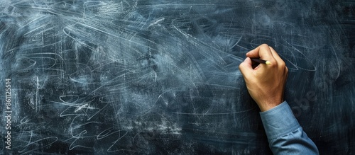 AFFILIATE PROGRAM and Businessman drawing Landing Page on blackboard. Copy space image. Place for adding text or design