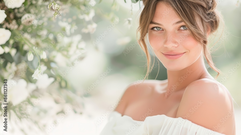 Romantic Wedding Portrait in Soft Neutral Tones Generative AI Romantic Wedding Portrait in Soft Neutral Tones Generative AI