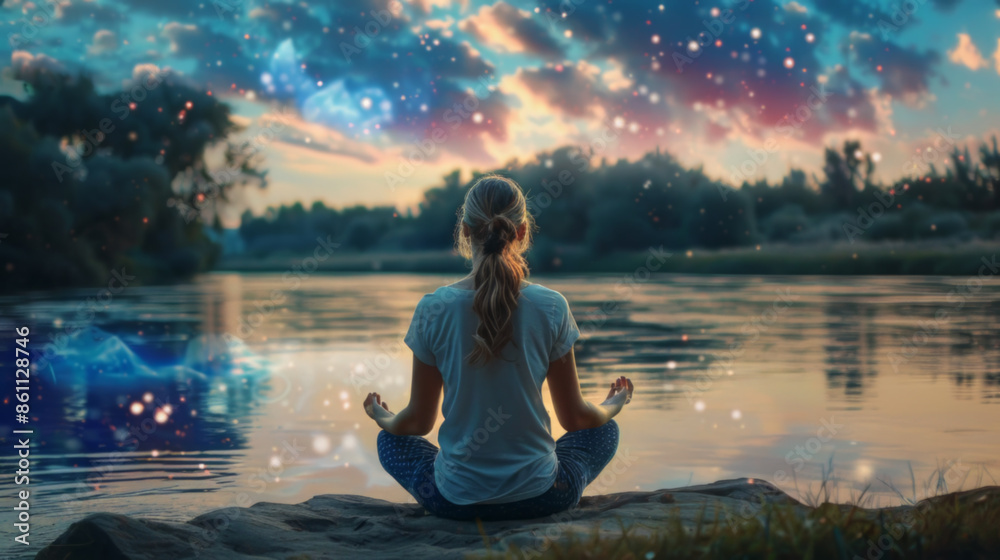 Mystical Meditation by Riverside at Twilight Mystical Meditation by Riverside at Twilight