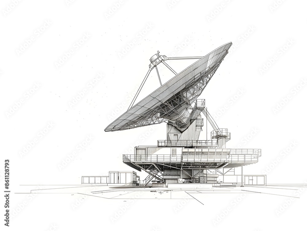 of a Futuristic Satellite Dish Component Manufacturer s Structural Design on a Minimal White