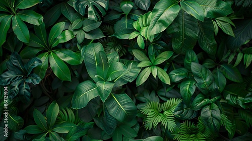 Tropical Green Leaves Background