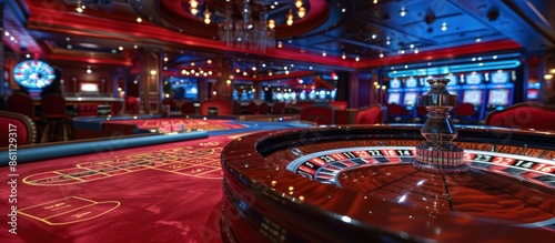 Wallpaper Mural A casino with a red carpet and a large roulette wheel Torontodigital.ca