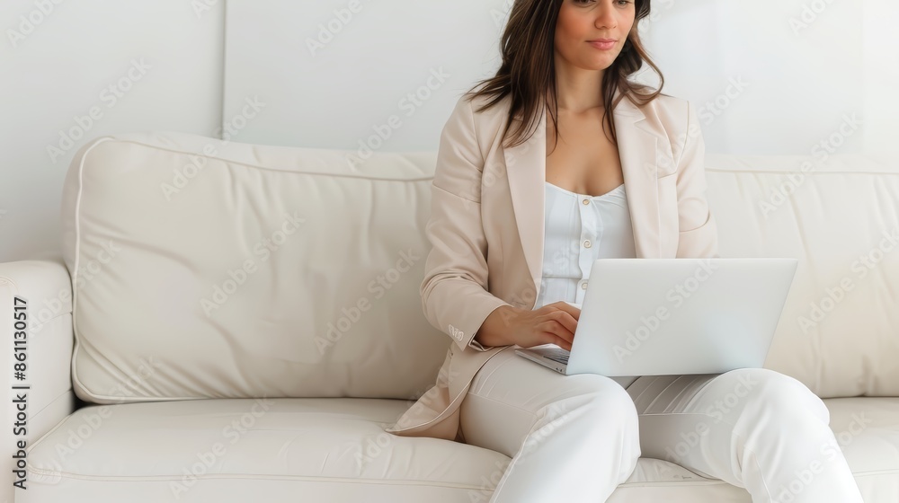 Business Woman Working from Home Generative AI Business Woman Working from Home Generative AI
