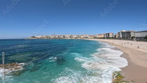 The beach of La Coruna, a tourist town in northern Spain.