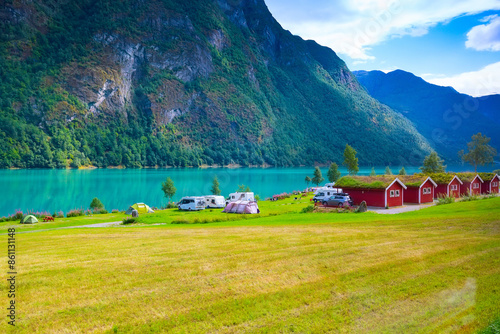 Norway fjord camping landscape photo