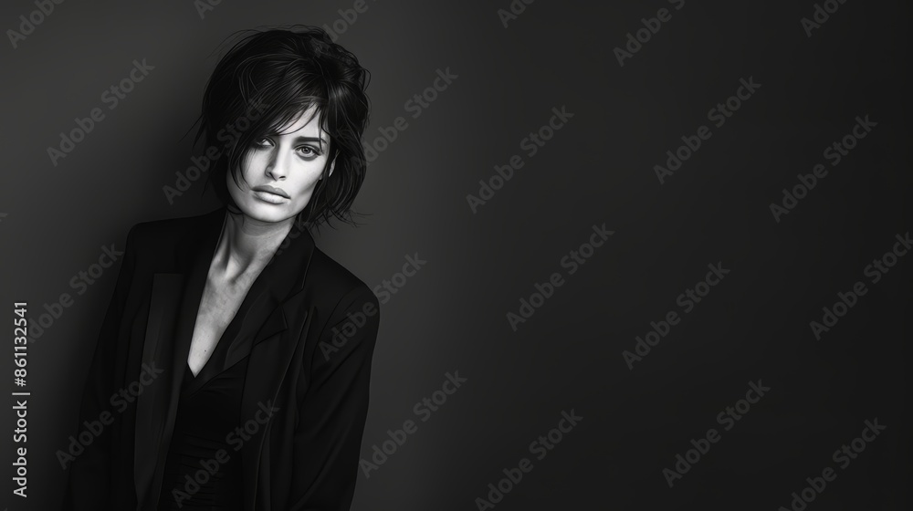 Elegant Woman Posing in Studio Shadows for High-End Fashion Generative AI Elegant Woman Posing in Studio Shadows for High-End Fashion Generative AI