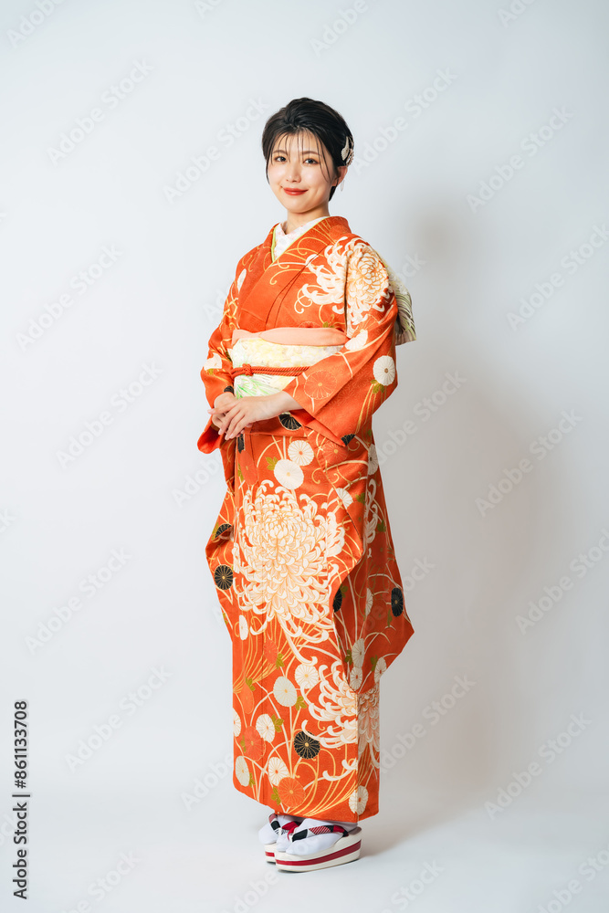 着物を着た女性のポートレート　成人式　着付け