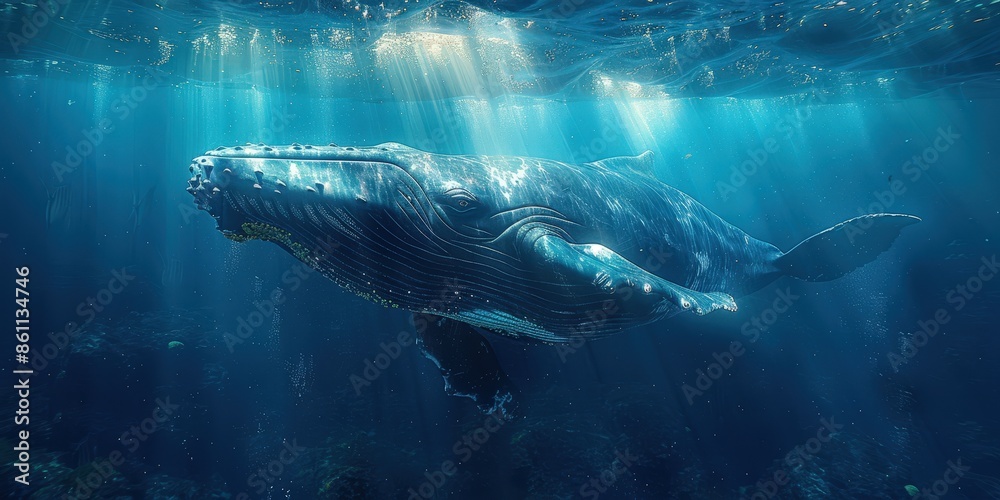 Humpback Whale Under the Ocean Surface