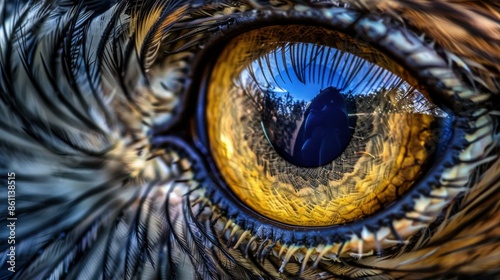 Close-up of an eagle's eye. AI.