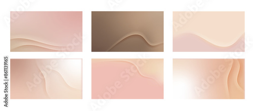 Nude gradient. Pastel nude background set, modern gradient vector design. Trendy screen.
