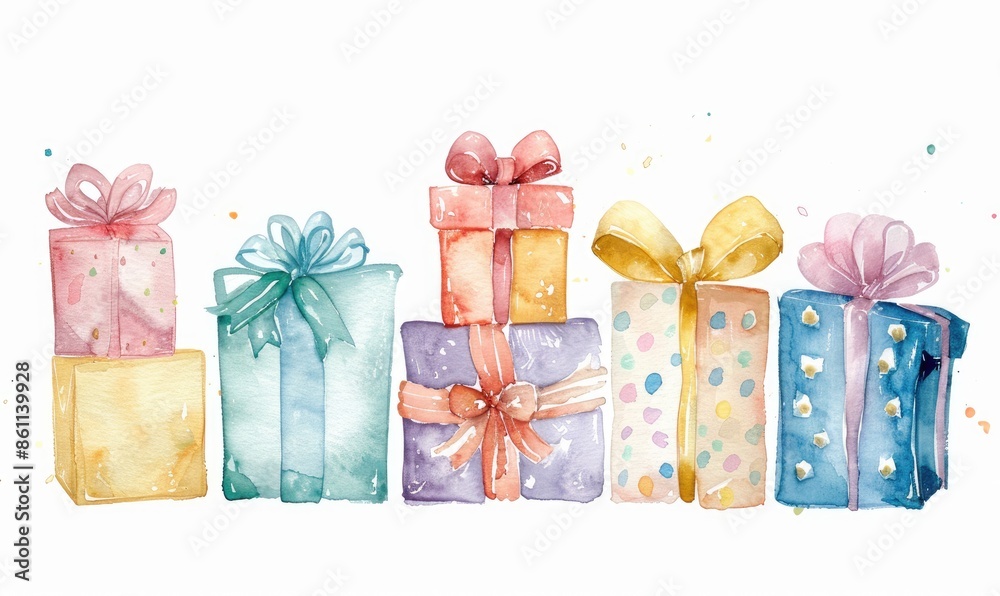 Obraz premium aquarelle gift boxes with bows