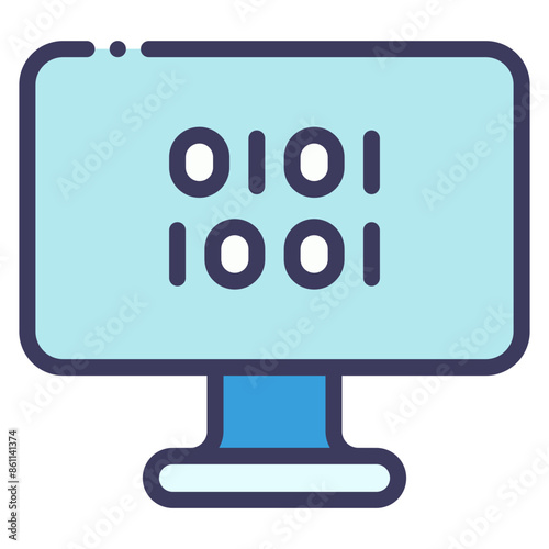 binary code on computer monitor icon