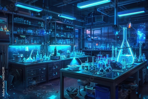 Futuristic Science Lab. Modern technology concept © Irfanan