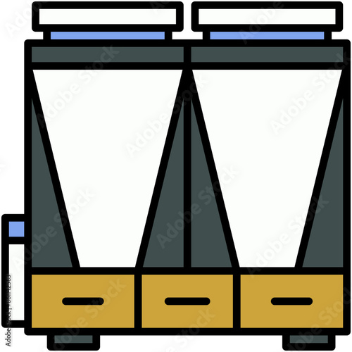 Chiller Icon. Cooling Air Pipe Pictogram Graphic Illustration. Isolated Simple Filled Line Icon For Infographic, App and Web Button.