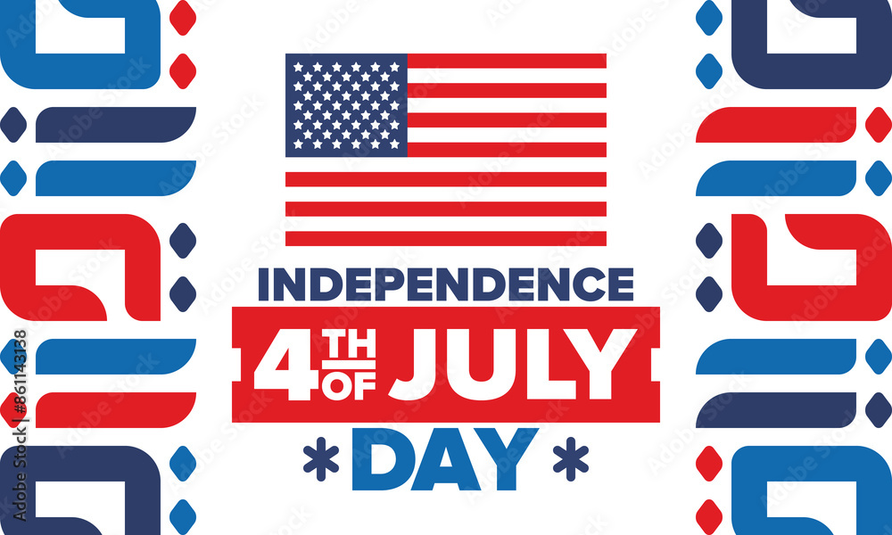Obraz premium Independence Day in United States of America. The Fourth of July. Happy national holiday, celebrated annual in July 4. American flag. Country freedom day. Patriotic event design. Vector poster