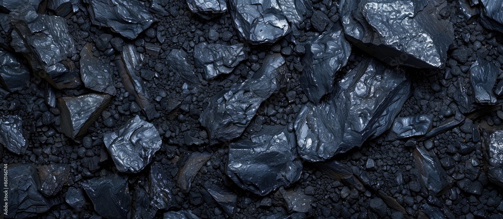 Natural black coals for background. Industrial coals.It can be used as a fuel for coal industry. Pea coal. Top view. Copy space image. Place for adding text or design Natural black coals for background. Industrial coals.It can be used as a fuel for coal industry. Pea coal. Top view. Copy space image. Place for adding text or design
