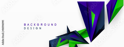 Minimal geometric abstract background. Low poly dynamic triangle design. Trendy techno business template for wallpaper, banner, background or landing