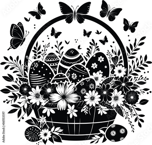 Easter eggs busket silhouette