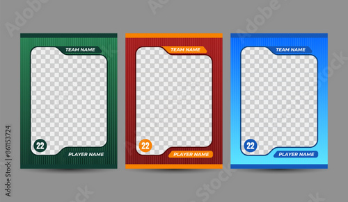 Set of trading frames for game sports card template, Vector illustration on a black gray