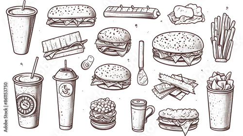 fast food icons set photo