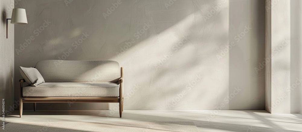 Fototapeta premium Professional photo studio with a natural light: background, minimalist interior. Copy space image. Place for adding text or design