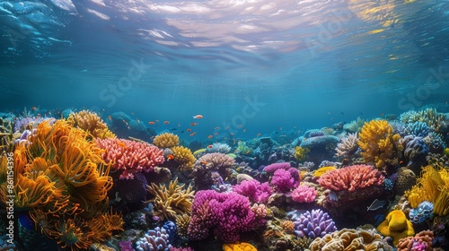 Wallpaper Mural A vibrant coral reef teeming with diverse marine life, Torontodigital.ca