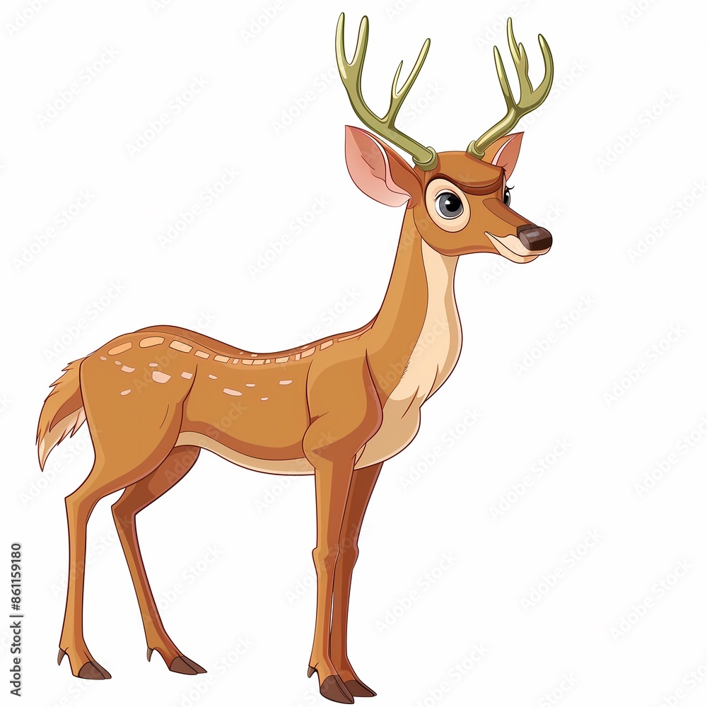 Obraz premium cartoon clipart drawing of a deer on an isolated white background