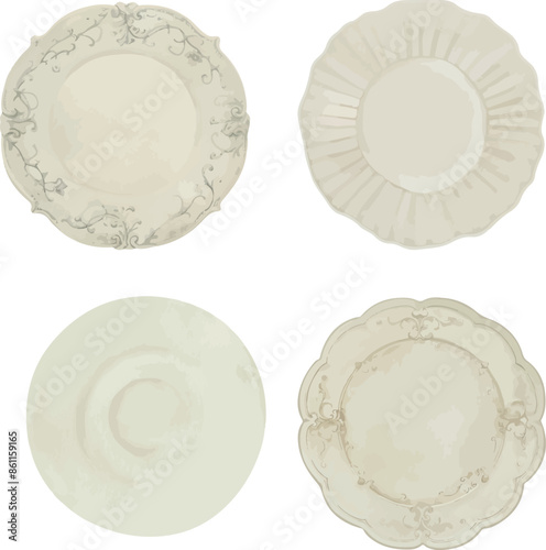 Vector Watercolor illustration, italian ceramic plate, clipart. Invitation, greeting cards, birthday, event, holiday, menu; cooking class; Master Class