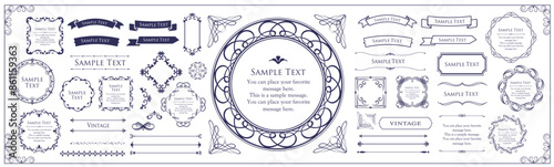 ビンテージフレーム。デザインテンプレート。ゴージャスな額のセット。
