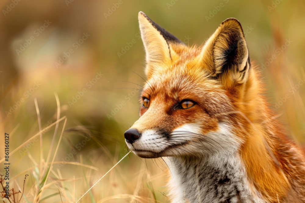 Fototapeta premium Native British female red fox portrait in spring.
