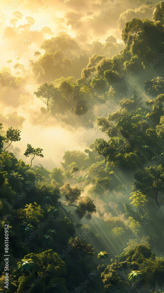 Aerial view of dense tropical forest