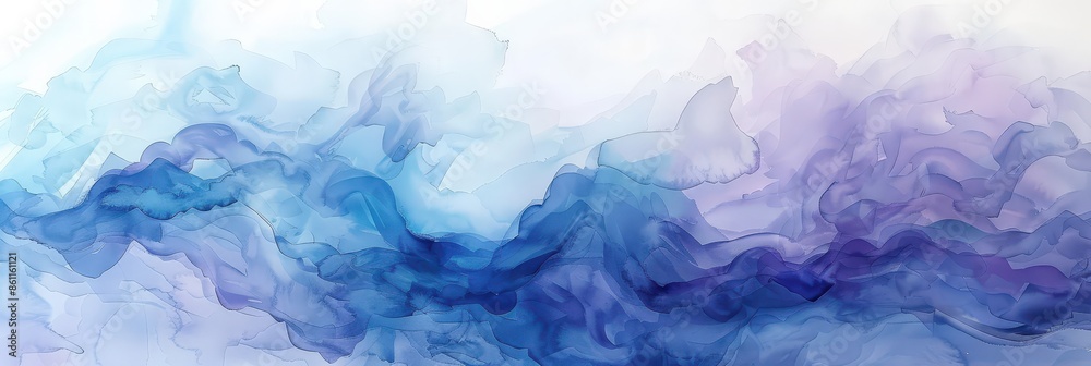 Abstract Blue and Purple Ink Wash Painting Abstract Blue and Purple Ink Wash Painting