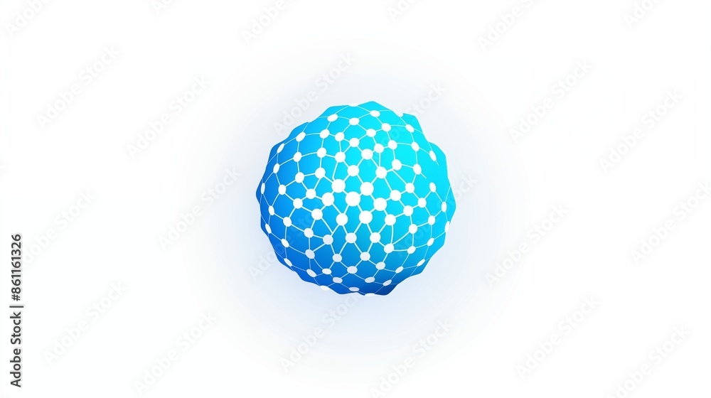 Blue digital sphere with interconnected nodes representing a network Blue digital sphere with interconnected nodes representing a network