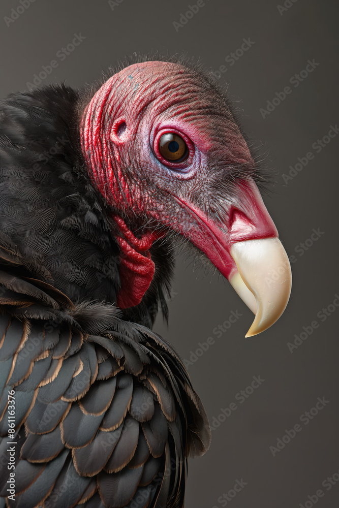 Turkey vulture posing on a neutral background Turkey vulture posing on a neutral background