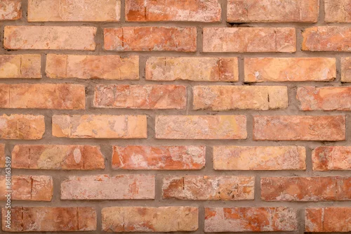 Obraz Struktura tekstura pomaranczowa cegła mur, ściana w zbliżeniu 