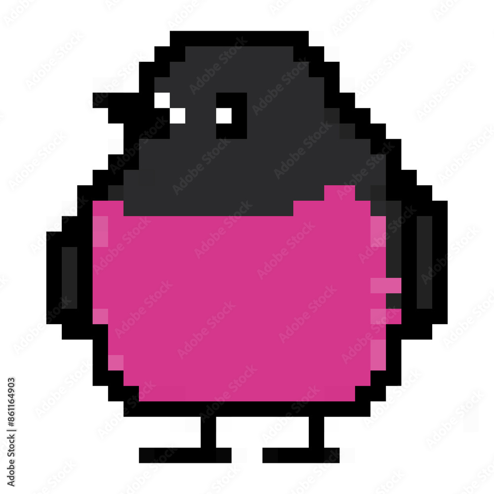 ドット絵, アニマルイラスト, セグロサンショクヒタキのオス Stock Illustration Adobe Stock