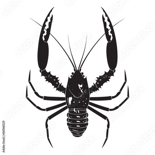 Weaver Crustacean silhouette black and white (Lobster)