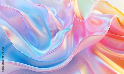 Wallpaper Mural holographic waves on pastel background,  Torontodigital.ca